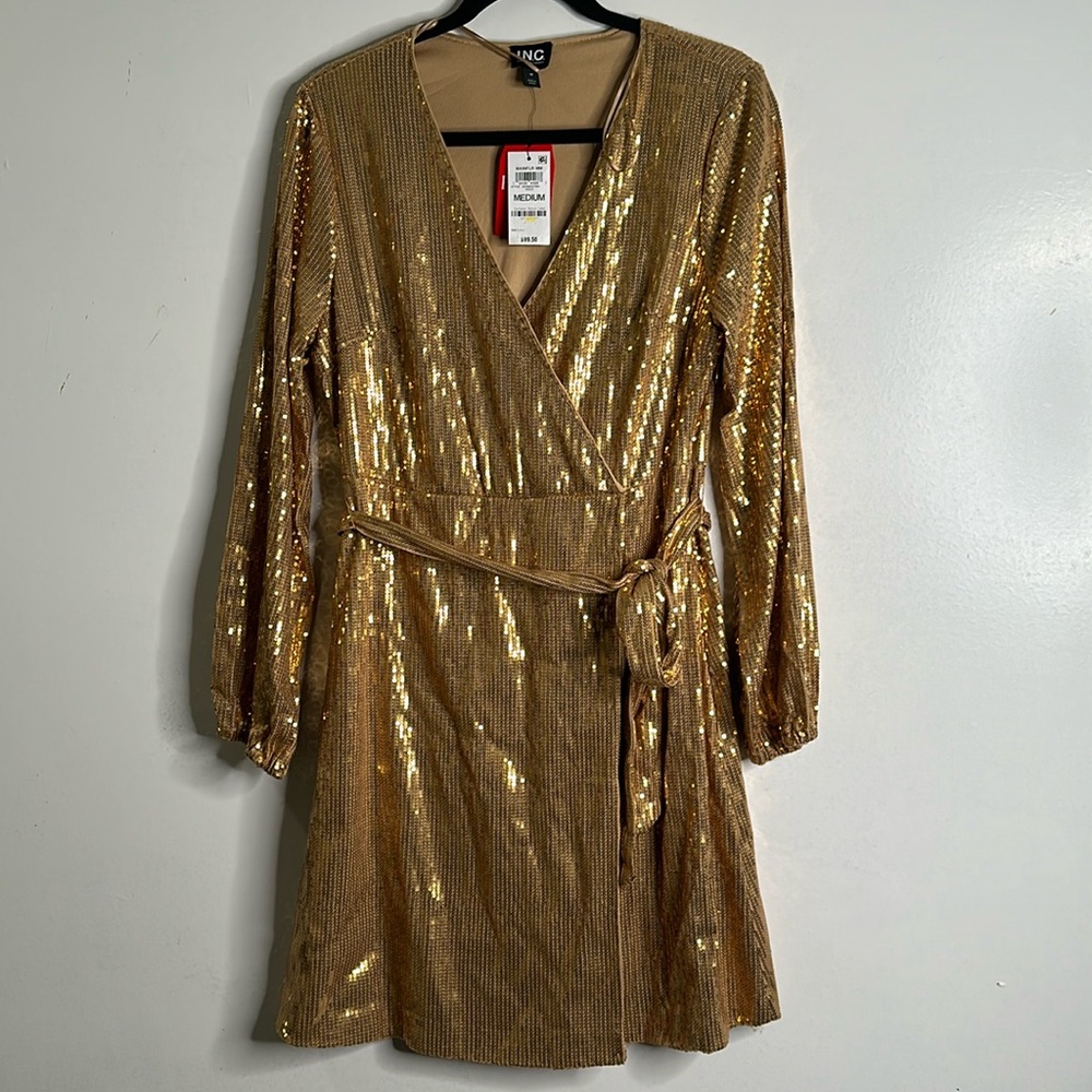INC International Concepts Gold Sequin Dress